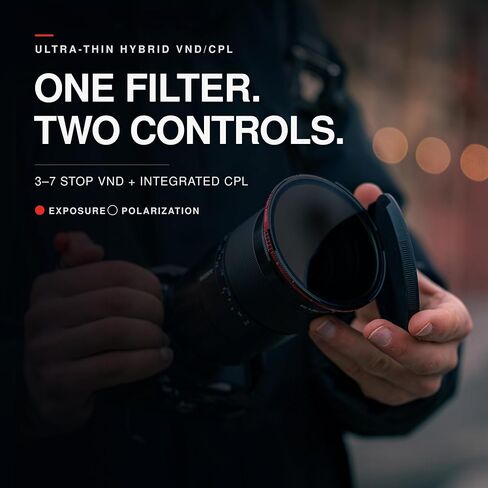 Freewell 82mm Threaded Hybrid Variable ND/CPL Filter 3 to 7 Stop | Precise Light Control, Glare Reduction & Enhanced Colors for Cinematic Photography & Videography in Kuwait