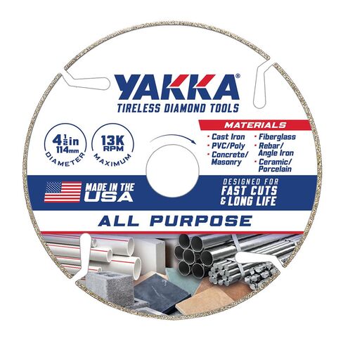 Yakka 4.5 Inch All Purpose Diamond Blade cuts virtually All Materials, Made with Advanced Electroplating Technology for a Long Life & Comes with 7/8 inch Arbor and 5/8 inch Reducer Ring in Kuwait