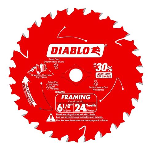 Diablo High-Performance Finish Trim Saw Blade for Wood - 6-1/2" x 40-Teeth, Tico Carbide - D0641X | 6-1/2 Diameter, Tico Hi-Density Carbide Tips, Atb Grind, 5/8 Arbor, 059 Kerf, Perma-Shield Coating in Kuwait