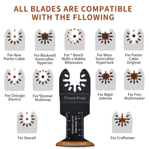 Trivd Frol 100Pcs Curved-Edge Oscillating Tool Blades Professional Universal Oscillating Saw Blades Wood Multitool Blades Compatible with Dewalt, Milwaukee, Ryobi, Rockwell, Bosch in Kuwait