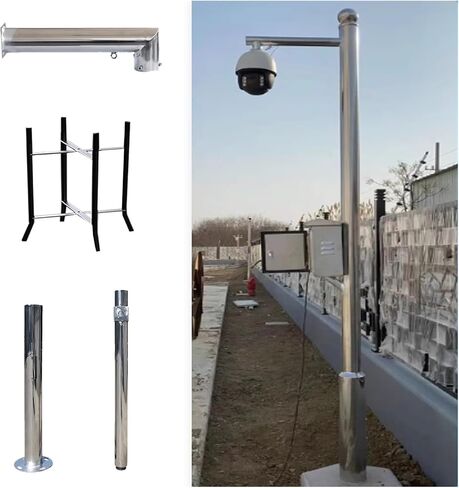 This Extra-Long Rustproof CCTV Camera Pole Stand Kit, 9.8ft Adjustable Surveillance Column for Enhanced Home Security Monitoring, Detachable Design for Versatile Installation in Kuwait