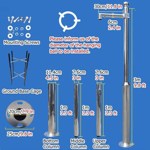 This Extra-Long Rustproof CCTV Camera Pole Stand Kit, 9.8ft Adjustable Surveillance Column for Enhanced Home Security Monitoring, Detachable Design for Versatile Installation in Kuwait
