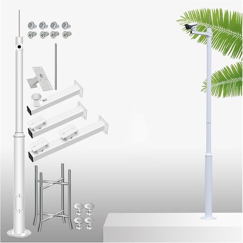 This Outdoor Surveillance Camera Pole Set with Brackets, Rebar Cage, and Screws for Secure Installation in Parking Lots and Yards in Kuwait