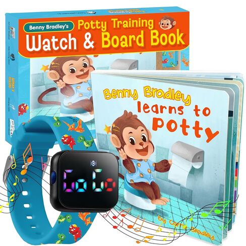 Potty Training Watch & Board Book for Kids – A Water Resistant Potty Reminder Device for Boys & Girls - Train Your Toddler with Fun Musical or Vibration Reminders and Printed Board Book (Dinosaur) in Kuwait