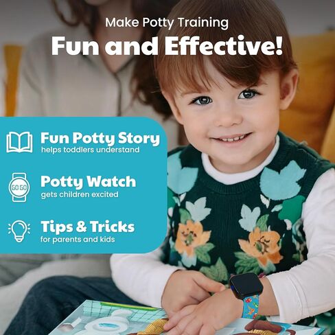 Potty Training Watch & Board Book for Kids – A Water Resistant Potty Reminder Device for Boys & Girls - Train Your Toddler with Fun Musical or Vibration Reminders and Printed Board Book (Dinosaur) in Kuwait