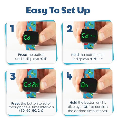 Potty Training Watch & Board Book for Kids – A Water Resistant Potty Reminder Device for Boys & Girls - Train Your Toddler with Fun Musical or Vibration Reminders and Printed Board Book (Dinosaur) in Kuwait