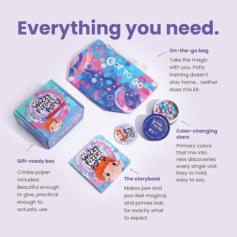 Potty Training Kit - 60 Color-Changing Fizzy Potty Training Stars, Storybook & Waterproof Travel Bag - Non-Toxic Reward for Toddler Boys & Girls, Home or On the Go in Kuwait