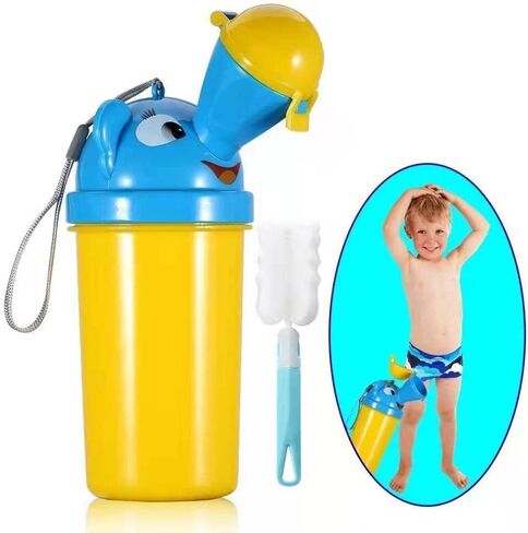 [500ML] Portable Baby Child Kids Travel Potty with Clean Brush,Hygienic Leak Proof Urinal Emergency Toilet for Camping,Car Travel,Outside,Park.Kid Toddler Pee Training Cup,Pee Bottle for Kids,Boy in Kuwait
