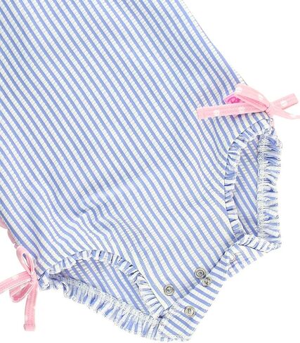 RuffleButts Baby-Girls Seersucker Long Sleeve Rash Guard - One Piece Swimsuit UPF 50+ Toddler in Kuwait