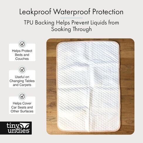 Waterproof Baby Changing Pad, Reusable Washable Diaper Changing Pad, Soft Oeko TEX Cotton Top, Leakproof TPU Backing, Potty Training, Elimination Communication, Travel Changing Mat, Stripes in Kuwait