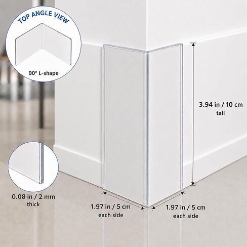 Corner Protectors Dog Chewing:6-Pack 4-Inch Clear L-Shaped Hard PC Baseboard Corner Guards, Peel and Stick Wall Protectors for Dogs, Door Frames, Cabinets, Furniture Edges (6, Transparent, Large) in Kuwait