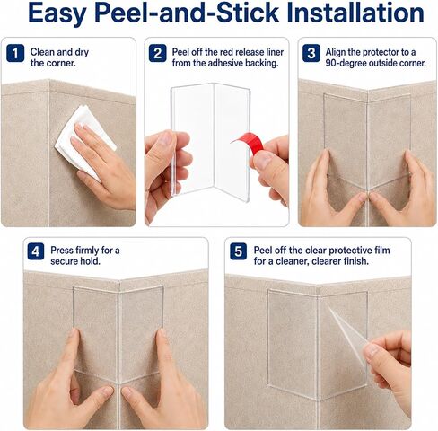 Corner Protectors Dog Chewing:6-Pack 4-Inch Clear L-Shaped Hard PC Baseboard Corner Guards, Peel and Stick Wall Protectors for Dogs, Door Frames, Cabinets, Furniture Edges (6, Transparent, Large) in Kuwait