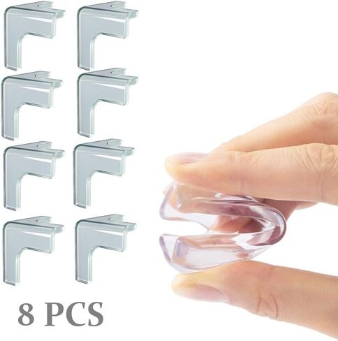 Clear Rubber Bumpers-8 Pack Silicone Corner Protecto Transparent Triangle Baby Proofing Guards, No Adhesive Soft Bumpers for Furniture, Tables, Windowsills & Countersc in Kuwait