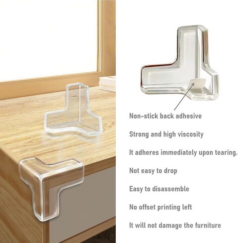 Clear Rubber Bumpers-8 Pack Silicone Corner Protecto Transparent Triangle Baby Proofing Guards, No Adhesive Soft Bumpers for Furniture, Tables, Windowsills & Countersc in Kuwait