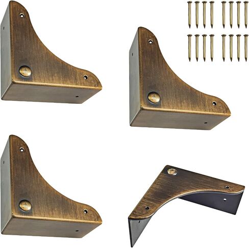 Metal Box Corner Protector, 4pcs Corner Guard Desk Box Edge Safety Decorative Protector Safety Guard Cabinet Metal Edge Bumpers for Case Wooden Furniture Hardware in Kuwait