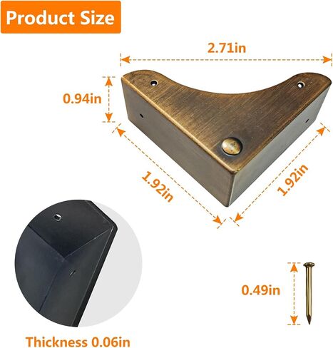 Metal Box Corner Protector, 4pcs Corner Guard Desk Box Edge Safety Decorative Protector Safety Guard Cabinet Metal Edge Bumpers for Case Wooden Furniture Hardware in Kuwait