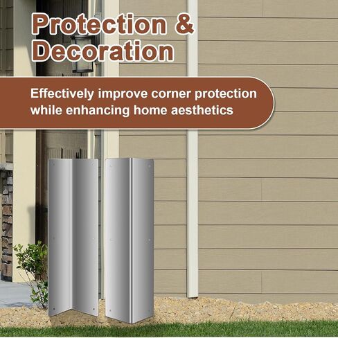 Moxweyeni 2 Pack Stainless Steel Corner Guards for Vinyl Siding 3 3/8'' x 3 3/8'' x 15 3/4'' Metal Siding Corner Guards Protector 89° Angle Weed Whacking Protection for Outside Exterior Wall Repair in Kuwait