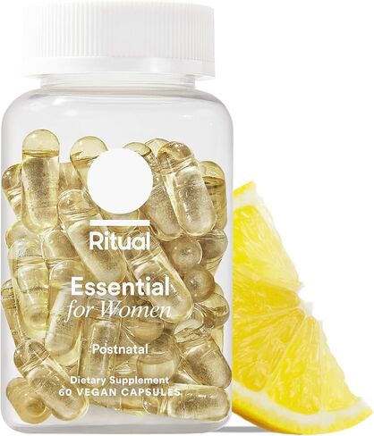Ritual Women's Postnatal Multivitamin - 60 Capsules - 30 Servings | Key Essential Vitamins and Minerals - Support Mom and Baby Postpartum, Throughout Lactation* - Choline, DHA - Vegan - Citrus in Kuwait