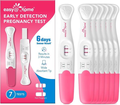 easy@Home Early Pregnancy Tests: 6 Days Before Missed Period* | 10 mIU/mL High Sensitivity Early Detection Pregnancy Stick - Fast & Rapid hCG Tests for Home Use - 7 Count in Kuwait