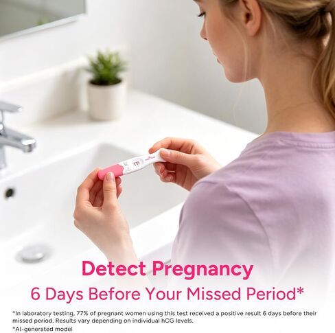 easy@Home Early Pregnancy Tests: 6 Days Before Missed Period* | 10 mIU/mL High Sensitivity Early Detection Pregnancy Stick - Fast & Rapid hCG Tests for Home Use - 7 Count in Kuwait