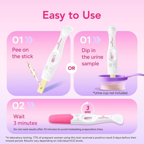 easy@Home Early Pregnancy Tests: 6 Days Before Missed Period* | 10 mIU/mL High Sensitivity Early Detection Pregnancy Stick - Fast & Rapid hCG Tests for Home Use - 7 Count in Kuwait