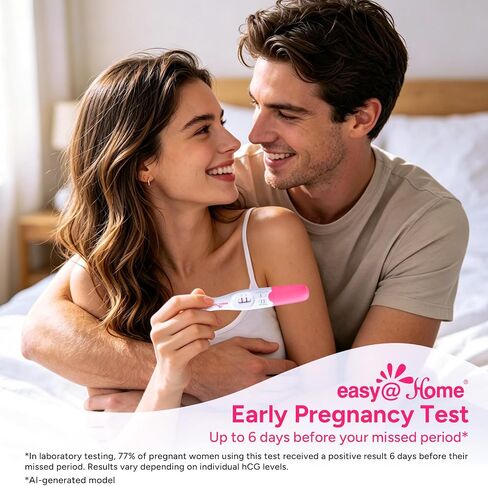 easy@Home Early Pregnancy Tests: 6 Days Before Missed Period* | 10 mIU/mL High Sensitivity Early Detection Pregnancy Stick - Fast & Rapid hCG Tests for Home Use - 7 Count in Kuwait