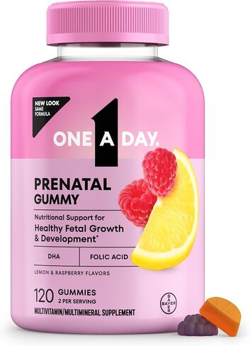 One A Day Prenatal Vitamins for Women Gummies- Pregnancy Vitamins for Women with Folic Acid, DHA, Iodine, Prenatal Gummies, Iron-Free, 120 Ct (Packaging May Vary) in Kuwait