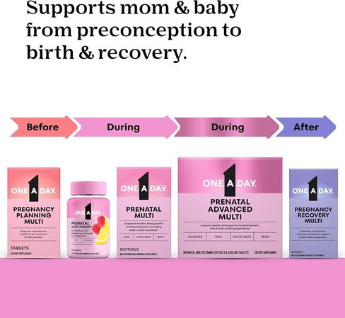 One A Day Prenatal Vitamins- Folic Acid, Iron, Omega- 3 (DHA), Pregnancy Vitamins for Women, Prenatal Multivitamin for Mom and Baby Support, Pregnancy Must Haves 30 Ct (Packaging May Vary) in Kuwait