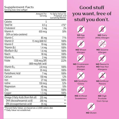 One A Day Prenatal Vitamins- Folic Acid, Iron, Omega- 3 (DHA), Pregnancy Vitamins for Women, Prenatal Multivitamin for Mom and Baby Support, Pregnancy Must Haves 30 Ct (Packaging May Vary) in Kuwait