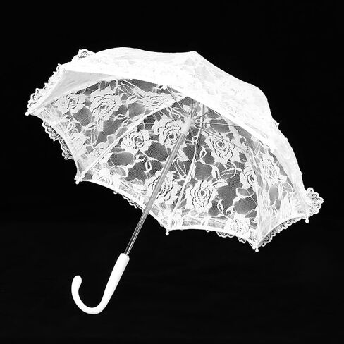 Lace Umbrella White Embroidery Fashion Romantic Wedding Party Photography Decoration Umbrella Lightweight Mesh Parasol Lace Umbrella(51241 Bleaching) in Kuwait