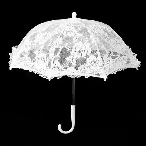 Lace Umbrella White Embroidery Fashion Romantic Wedding Party Photography Decoration Umbrella Lightweight Mesh Parasol Lace Umbrella(51241 Bleaching) in Kuwait
