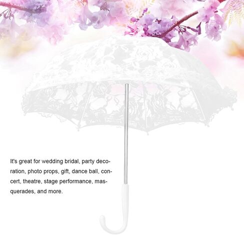 Lace Umbrella White Embroidery Fashion Romantic Wedding Party Photography Decoration Umbrella Lightweight Mesh Parasol Lace Umbrella(51241 Bleaching) in Kuwait