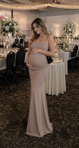 Spaghetti Straps Maternity Dress Satin Mermaid Ruched Long Pregnancy Gown in Kuwait
