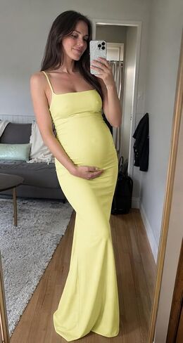 Spaghetti Straps Maternity Dress Satin Mermaid Ruched Long Pregnancy Gown in Kuwait