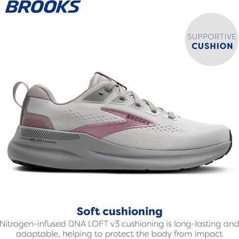 Brooks Women’s Ariel GTS 26 Supportive Running & Walking Shoe - Oyster Mushroom/Alloy/Pink - 8.5 Wide in Kuwait
