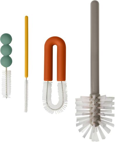 Boon Mod Replacement Baby Bottle Brushes - Includes Bottle Cleaner Brush, Straw Cleaner Brush, Nipple Brush and Detail Brush for Baby Bottles - Newborn Essentials - Deco - 4 Count in Kuwait