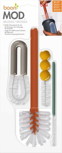 Boon Mod Replacement Baby Bottle Brushes - Includes Bottle Cleaner Brush, Straw Cleaner Brush, Nipple Brush and Detail Brush for Baby Bottles - Newborn Essentials - Deco - 4 Count in Kuwait