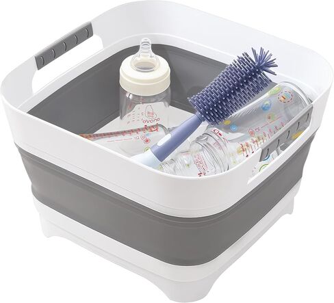2.6 Gal/10L Collapsible Wash Basin with Drain Plug, Portable Foldable Dish Tub, Large Capacity Space-Saving Sink for Baby Bottles, RV, Camping, Kitchen, Travel & Outdoor Use in Kuwait