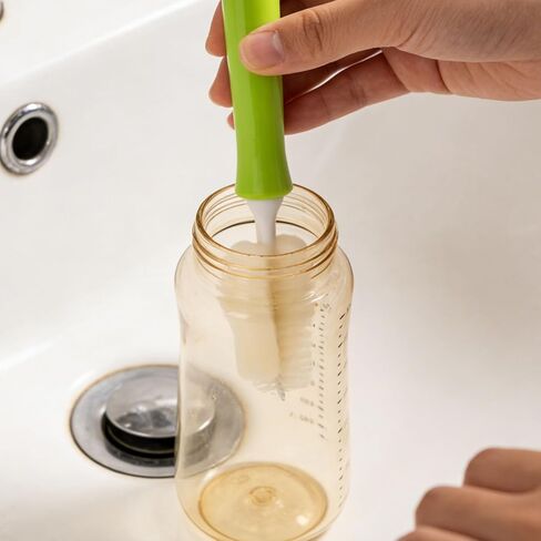 12pcs Sponge Nipple Bottle Brushes Set, Includes Bottle Nipple Cleaners with Replacement Brush Heads & Straw Brushes for Cleaning Baby Food Feeders Cups Straws in Kuwait