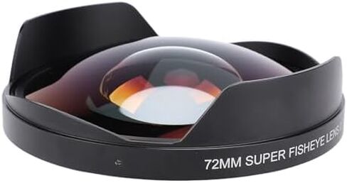 0.3X Fisheye Lens, Ultra Wide Angle HD Optical Glass Camera Lens with Hood DSLR Camera Camcorder, 72mm Thread Mount Aluminum Alloy Lens for Landscape Video Photography in Kuwait