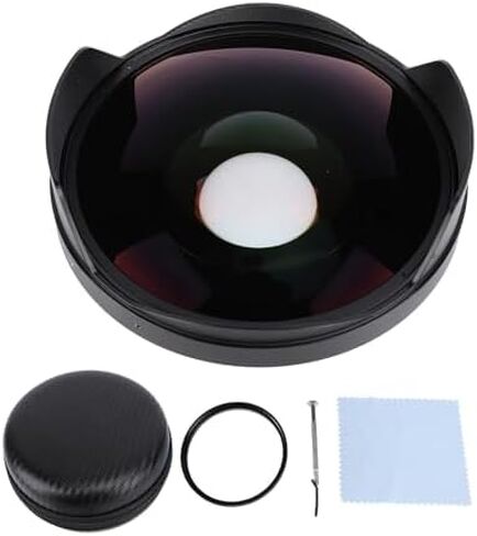 0.3X Fisheye Lens, Ultra Wide Angle HD Optical Glass Camera Lens with Hood DSLR Camera Camcorder, 72mm Thread Mount Aluminum Alloy Lens for Landscape Video Photography in Kuwait