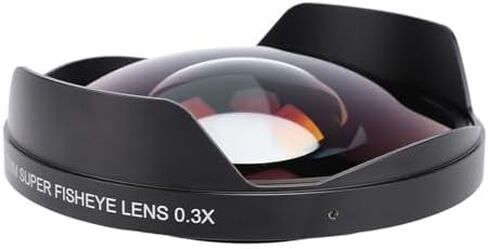 0.3X Fisheye Lens, Ultra Wide Angle HD Optical Glass Camera Lens with Hood DSLR Camera Camcorder, 72mm Thread Mount Aluminum Alloy Lens for Landscape Video Photography in Kuwait