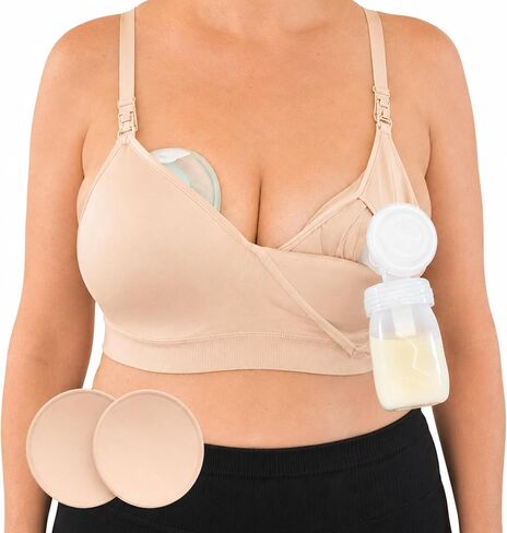 Simple Wishes Pumping Bra Hands Free, Nursing Bra for Breastfeeding | Seamless 4-Way Stretch, Flexible Fit, Wireless, Breathable, Nursing & Pumping Bra in One, Supports All Pumps, All-Day Wear in Kuwait