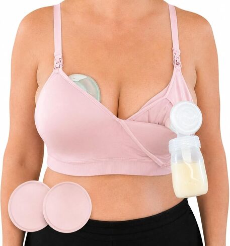 Simple Wishes Pumping Bra Hands Free, Nursing Bra for Breastfeeding | Seamless 4-Way Stretch, Flexible Fit, Wireless, Breathable, Nursing & Pumping Bra in One, Supports All Pumps, All-Day Wear in Kuwait