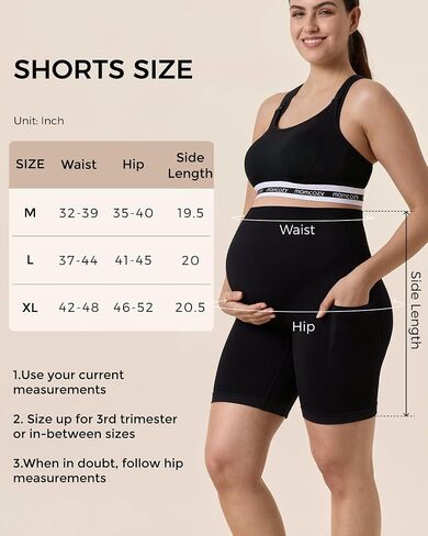 Momcozy Women Seamless Knit Maternity Biker Shorts with Pocket 6" Over Belly High Waisted Thick Pregnancy Yoga Shorts in Kuwait