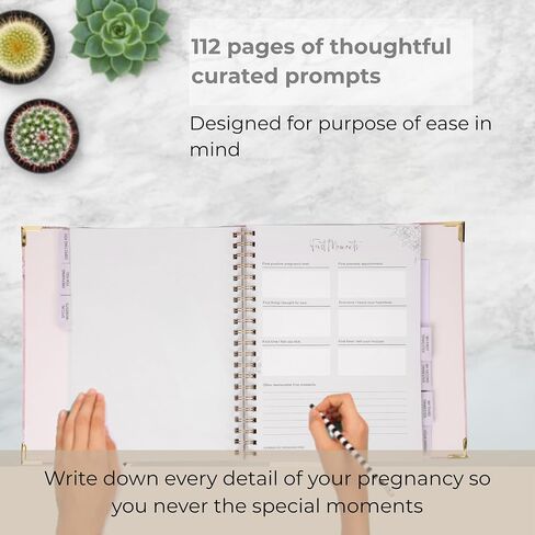 Pregnancy Journal for Women | Capture Every Milestone of Your 9-Month Pregnancy Journey, 112 Page Keepsake Memory Book with Prompts, Tabs & Photo Pocket, Gift for Expecting Moms (Pale Pink) in Kuwait