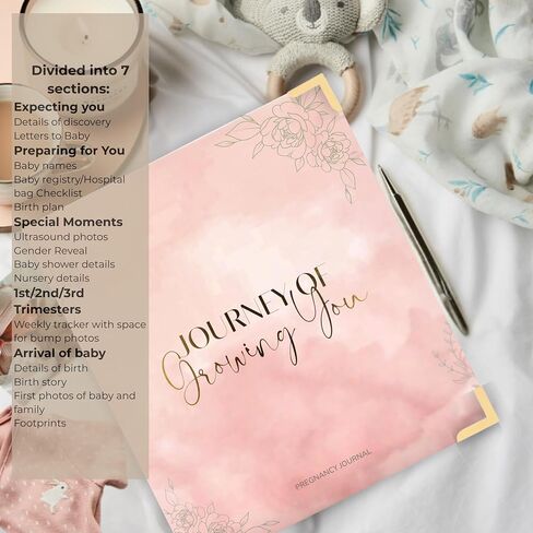 Pregnancy Journal for Women | Capture Every Milestone of Your 9-Month Pregnancy Journey, 112 Page Keepsake Memory Book with Prompts, Tabs & Photo Pocket, Gift for Expecting Moms (Pale Pink) in Kuwait