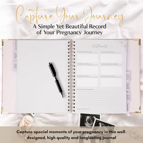 Pregnancy Journal for Women | Capture Every Milestone of Your 9-Month Pregnancy Journey, 112 Page Keepsake Memory Book with Prompts, Tabs & Photo Pocket, Gift for Expecting Moms (Pale Pink) in Kuwait
