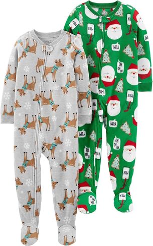 Simple Joys by Carter's Unisex Child Holiday Loose-fit Flame Resistant Fleece Footed Pajamas in Kuwait