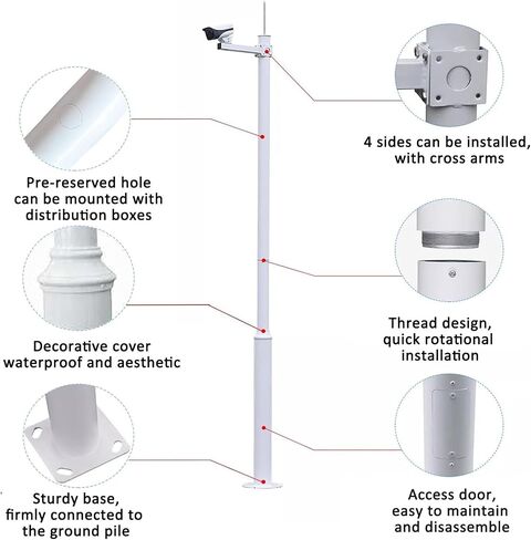 This Security Camera Pole for Outdoor - Assembled Surveillance Post for Home, Industrial, and Commercial Use - Durable Monitoring Rod for Factories and Backyards in Kuwait